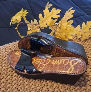 SAM EDELMAN   BLACK PLATFORM ( WEDGE ) SANDALS - SLIDES